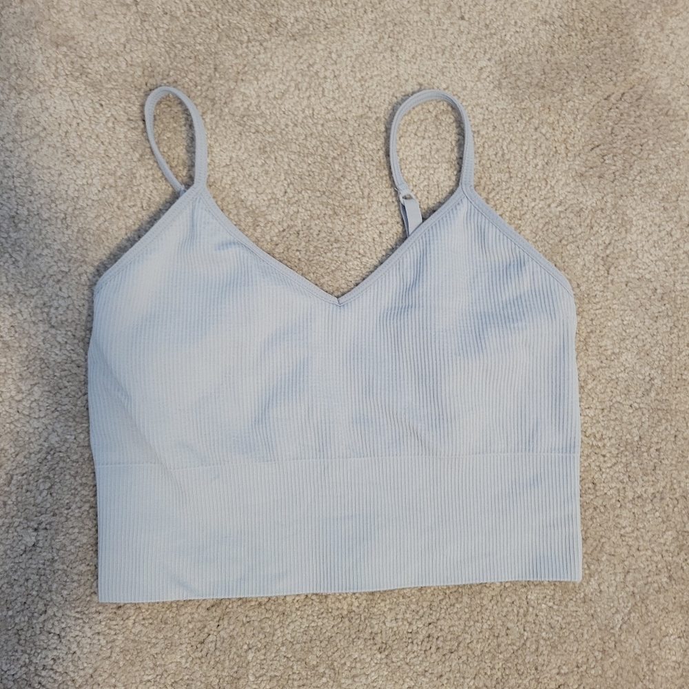 Z by Zella Bralette Ribbed Seamless Longline Bralette in Blue Feather Size M